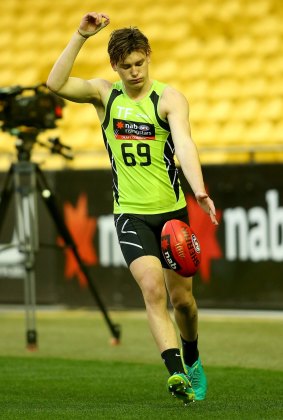 Josh Battle during the 2016 AFL draft combine.
