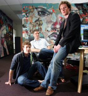 Sean Parker (right) with Mark Zuckerberg and Dustin Moskovitz in the early days of Facebook.