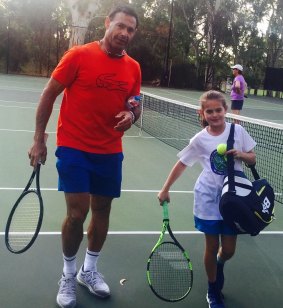 Tennis coach Roger Rasheed with daughter India.