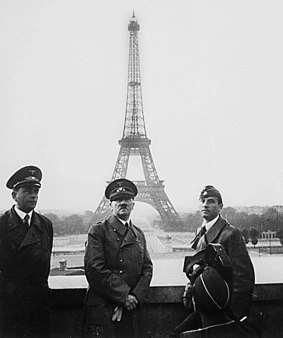 Adolf Hitler and his entourage tour Paris in 1940.