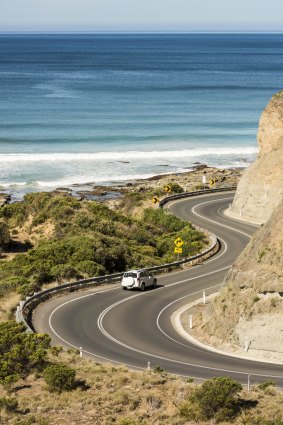 The Great Ocean Road twists and turns just outside the township of Lorne.