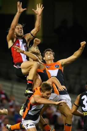 Josh Bruce takes a mark of the year contender against the GWS Giants