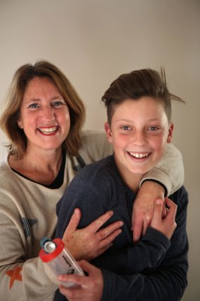 Asthma sufferers Nina Kovach and her 12-year-old son Finn Trekofski, in their Killara home.