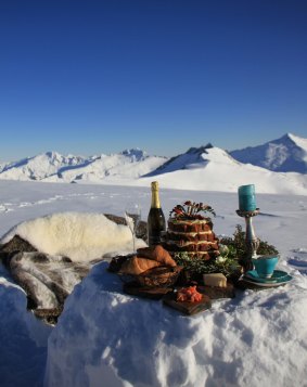 Picnic on top of a glacier in Wanaka, New Zealand.