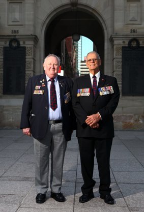 Anzac Day Dawn Service Combined Committee chairman John Smith OAM and Anzac Day Commemorative Committee president Arthur Burke OAM.
