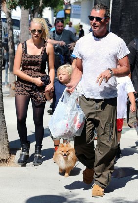 Gavin Rossdale out with sons, Kingston and Zuma and their nanny Mindy Mann on September 08, 2013 in Los Angeles.