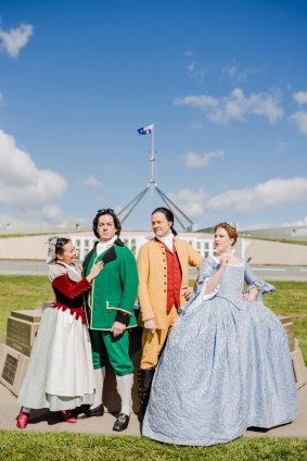 Mozart’s brilliant opera The Marriage of Figaro is playing at Canberra Theatre.
Jenny Liu as Susanna, Tom Hamilton as Figaro, Luca de Jong as Count Almaviva, and Olivia Cranwell as Countess Almaviva.