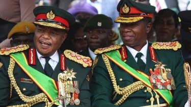 Army Generals Constantino Chiwenga, left, and Valerio Sibanda during the presidential inauguration ceremony in the capital Harare, Zimbabwe in November. 