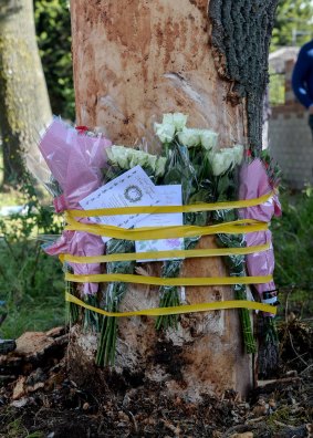 Tributes at the scene.