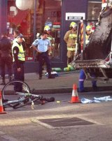The cyclist was trapped for 30 minutes.