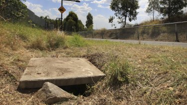 The drain where the baby was found at Quakers Hill.