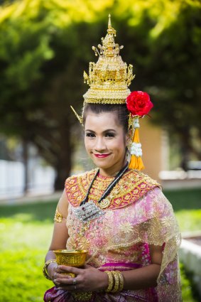 View Petkao wears a traditional Thai dancing costume at the 2015 Windows to the World launch at the Malaysian High Commission.  
