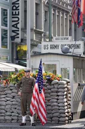 Checkpoint Charlie where non-Germans once crossed between the two Berlins.