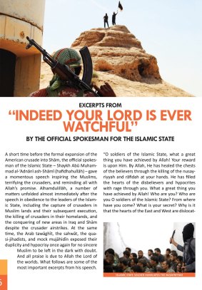 Propaganda war: an extract from <i>Dabiq</i>, Islamic State's online journal, which calls for radical action.