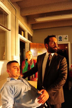 Rahel Romahn (left) and Alex Dimitriades in <i>The Principal</i>.