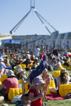 Thousands of people flocked to the lawns of Parliament House for the Australia Day Concert in 2015. 