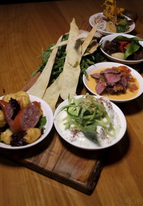 The chef's tasting plate showcases native Australian ingredients. 