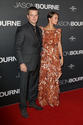 Matt Damon with co-star Alicia Vikander in Sydney.