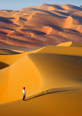 The sand dunes of the Rub Al Khali desert.
