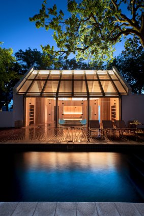 Spa at Farmhouse at dusk.