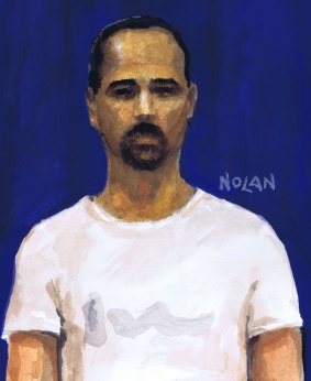 A court sketch of Vinod Kumar.