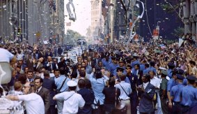New York City welcomes the Apollo 11 crew in a ticker tape parade down Broadway and Park Avenue.