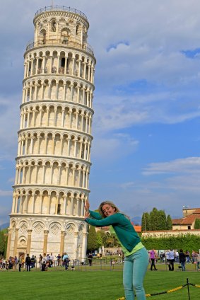 The Leaning Tower of Pisa is given a helping hand.