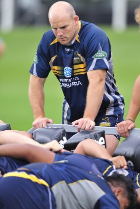 ACT Brumbies player Stephen Moore during training on Monday.