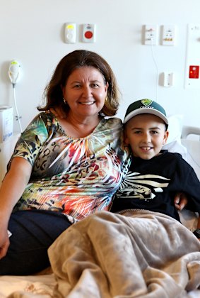 Twelve-year-old Bryson Morrison, who is battling Leukaemia, with his mum Rosa Morrison, was one of the many patients transferred from the Royal Children's Hospital in Herston to the new Lady Cilento Children's Hospital at South Brisbane. 