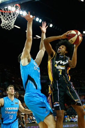 Irrepressible: Josh Childress of the Kings heads to the basket against the New Zealand Breakers at Vector Arena in Auckland.