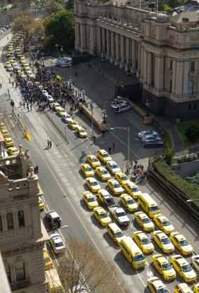 The taxi dispute outside Parliament House.