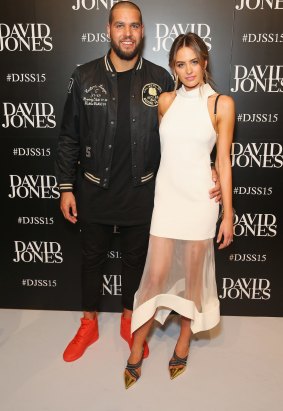 Lance Franklin and Jesinta Campbell arrive at the David Jones Spring/Summer 2015 Fashion Launch in Sydney in August.