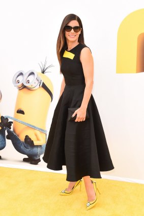 Sandra Bullock arrives at the Los Angeles premiere of <i>Minions</i>.