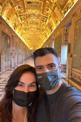 Cristina Allala and Michael Mawoad visit the Vatican Museum in Vatican City. A few days later, while in Florence, the couple was diagnosed with COVID-19.