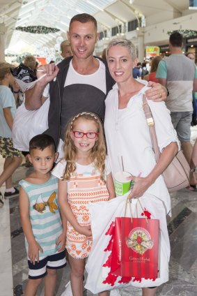 Danny and Loretta Hately and their children Jacob, 4, and Chelsea , 6, bought Sheridan linen and Calvin Klein underwear.
