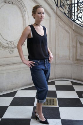 Jennifer Lawrence rocked a pair of crop jeans at the Christian Dior showcase at Paris Fashion Week.