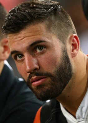 James Tedesco looks on from the bench during the second half on Thursday night.