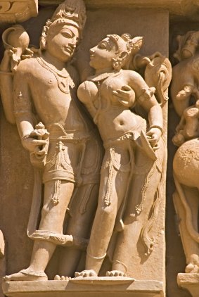 Erotic statues at Khajuraho.