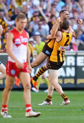 Bitter memories for the Swans: The Hawks enjoyed a sweet victory on grand final day in 2014.