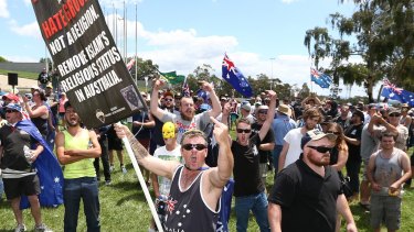 Reclaim Australia rally in front of Parliament House in Canberra.