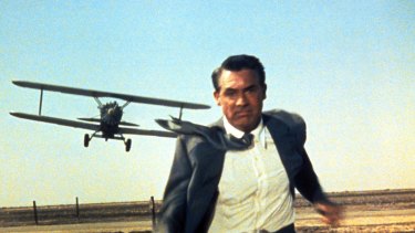 Cary Grant in the famous crop-dusting scene from North by Northwest.