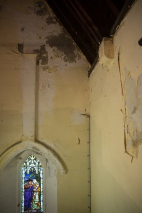 Damage from the damp inside the 160-year-old church. 