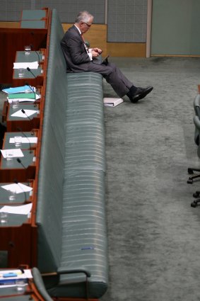 Communications Minister Malcolm Turnbull at the end of question time on Thursday.