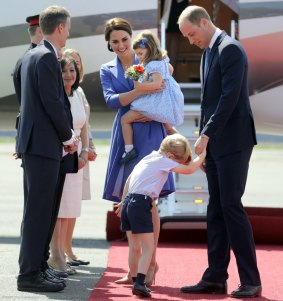 But Prince George seemed a bit tired as the family started their three-day-visit in Germany.