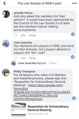 Posts on the Law Society of NSW Facebook page about its support for same-sex marriage.