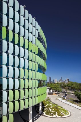 The exterior of the new Royal Children's Hospital is covered in sunshade ‘‘leaves’’.