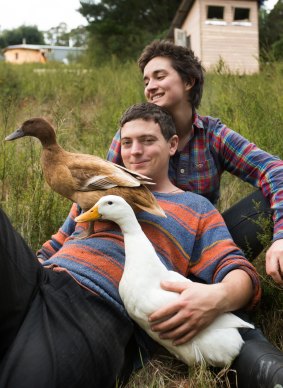 Rachel Newby and Liam Culbertson with their ducks.