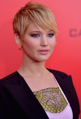 Anxious ... Lawrence at the 2013 Hunger Games: Catching Fire premiere.