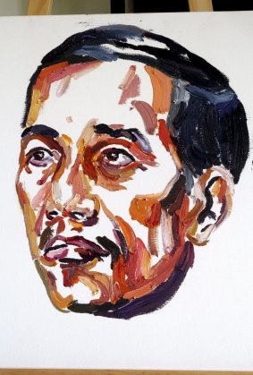 A painting by Bali nine ringleader Myuran Sukumaran of Indonesian President Jokowi Widodo.