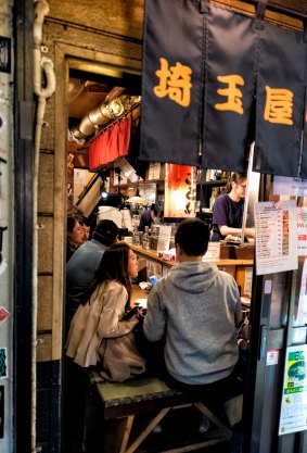 Inside an izakaya, a type of informal Japanese pub.